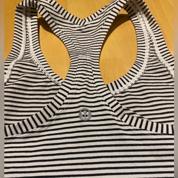 Lululemon Women's Cool Racerback II Hyper Stripe White Black Luon Light - Picture 5 of 5